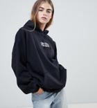Crooked Tongues Oversized Hoodie With Logo Print In Black - Black