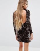 Motel Backless Sequin High Neck Bodycon Dress - Copper