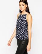 Ax Paris Tank Top In Splodge Print - Navy