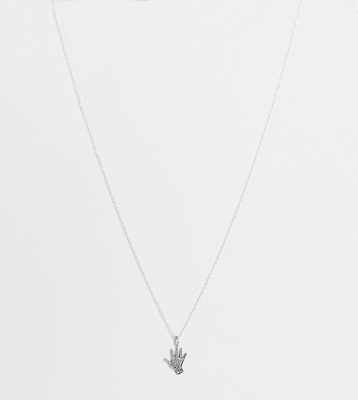 Kingsley Ryan Fortune Hand Necklace In Sterling Silver