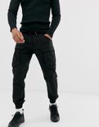 Jack & Jones Intelligence Cuffed Bottom Cargo Pants In Black - Black
