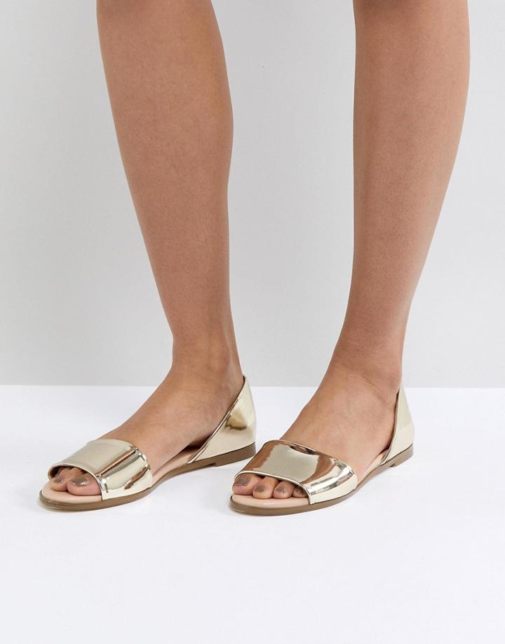 London Rebel Closed Heel Flat Sandal - Gold