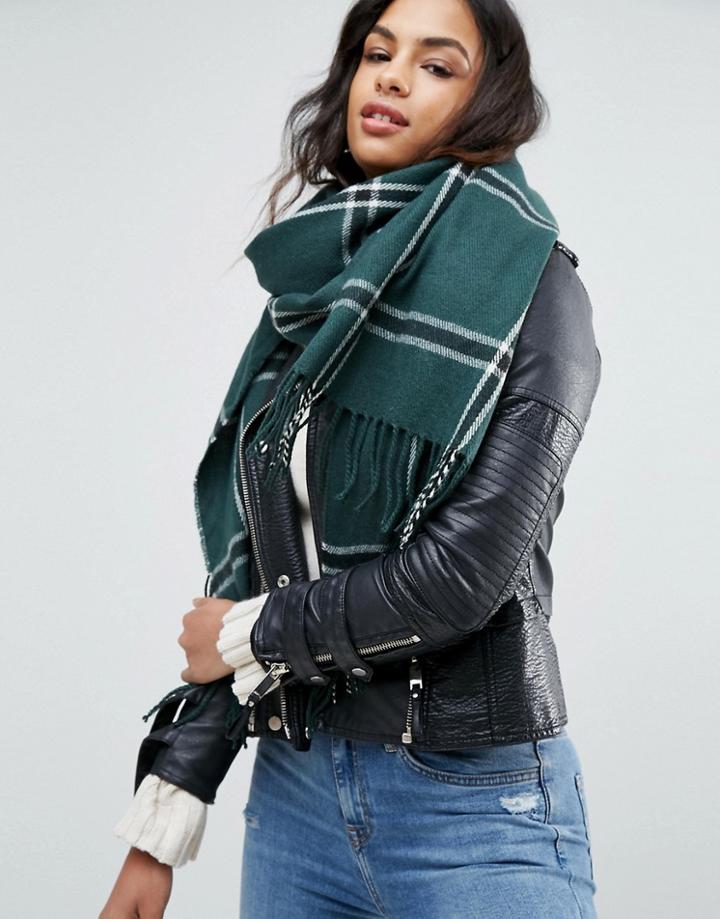 Vero Moda Check Scarf - Green