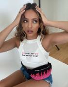 Skinnydip X Jade Thirlwall Fitted Tank With Group Chat Print In Rib-white