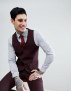 Harry Brown Burgundy Flannel Slim Fit Wool Blend Suit Vest - Red