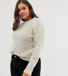 Asos Design Curve Sweater With Stitch Detail - Beige