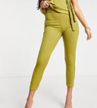 Club L London Petite Ribbed Fitted Pants Set In Green