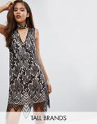 Parisian Tall Lace Dress With Cut Out Neckline - Black