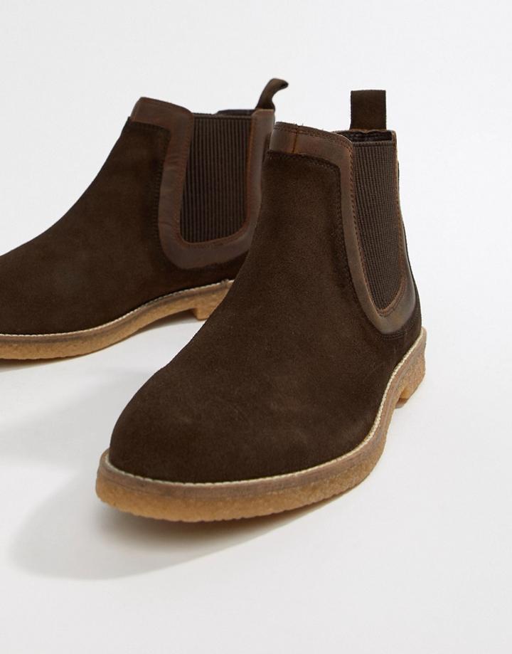 Silver Street Faux Crepe Chelsea Boot In Brown