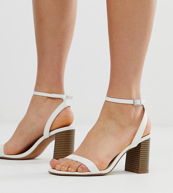 Asos Design Hong Kong Barely There Block Heeled Sandals In White - White
