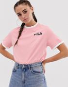 Fila Relaxed Ringer T-shirt With Chest Logo - Pink