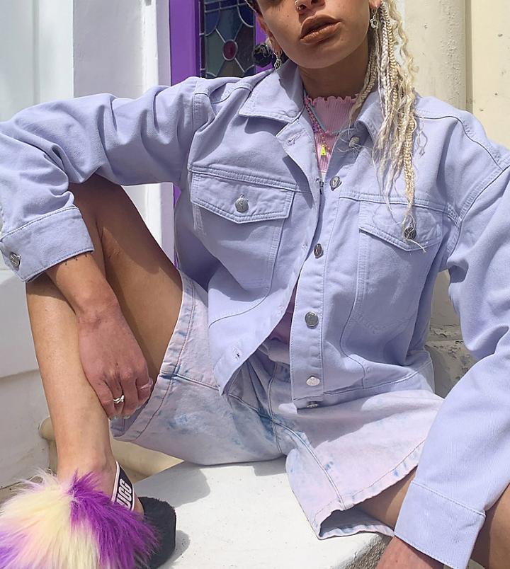 Reclaimed Vintage Inspired Denim Jacket In Lilac Wash-purple