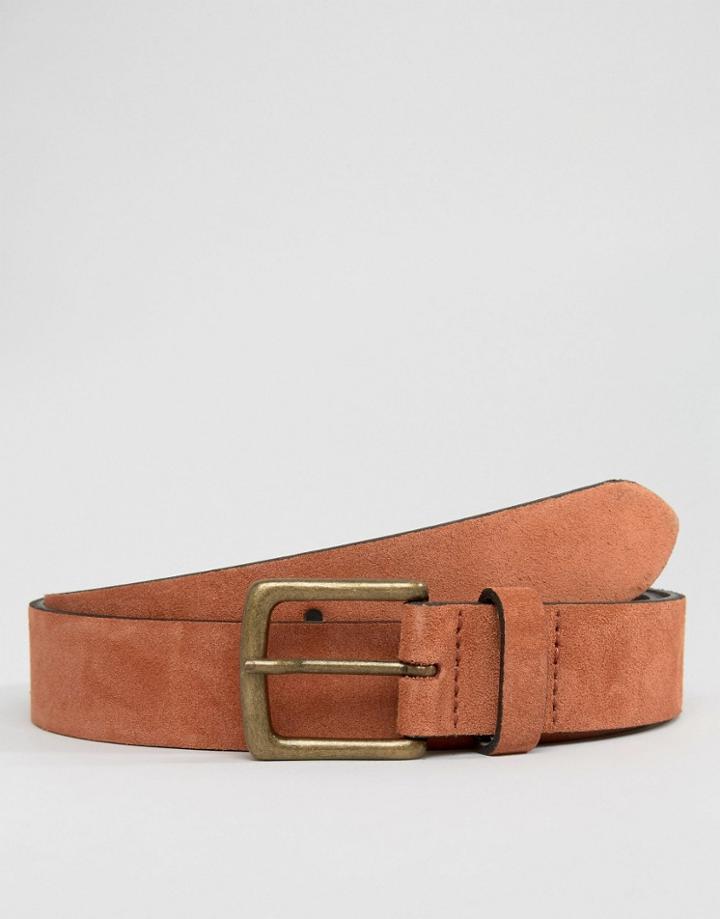 Asos Suede Belt In Rust - Brown