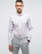 Asos Wedding Slim Sateen Shirt In Lilac Gray - Purple