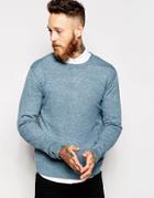 Asos Crew Neck Sweater In Cotton - Denim White Twist
