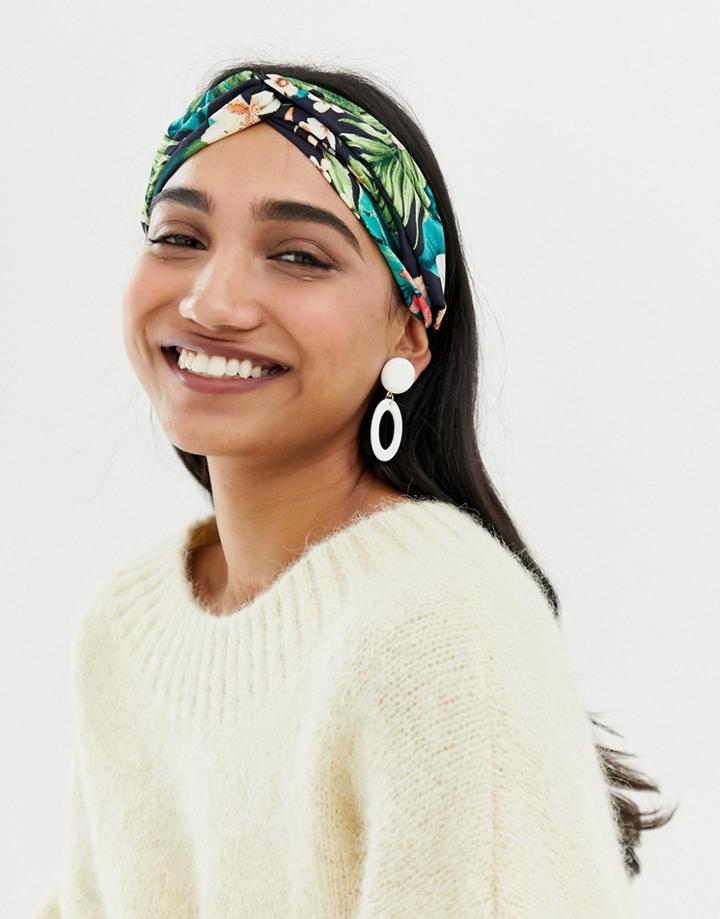 Asos Design Twist Font Headband In Mixed Floral Print - Multi