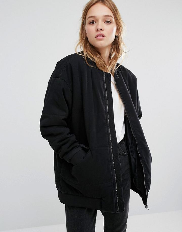 Monki Denim Bomber Jacket - Black