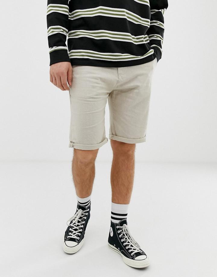 Esprit Linen Short In Stone