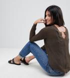 Brave Soul Tall Lord Longline Sweater With Cut Out Back Detail - Green