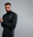 First Half Zip Running Top In Black - Blue