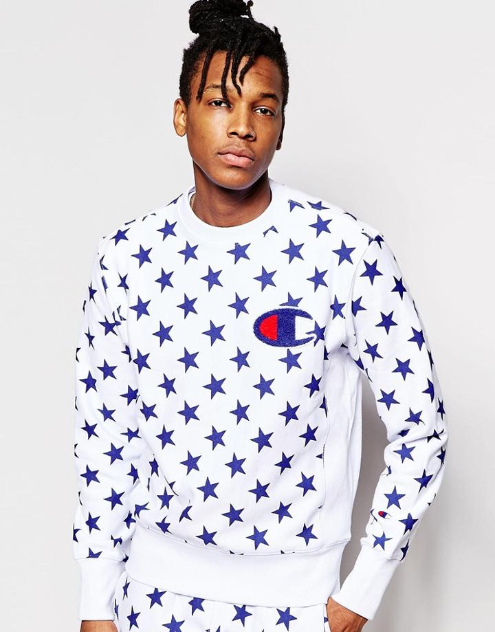 Champion Sweatshirt With All Over Star Print - White