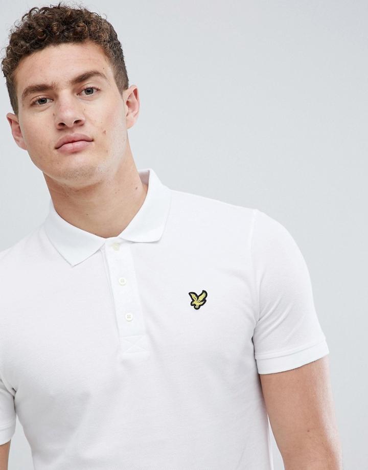 Lyle & Scott Logo Pique Polo In White - White
