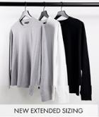 Asos Design 3 Pack Oversized Long Sleeve T-shirt In Multi