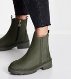 River Island Wide Fit Drench Chunky Gusset Boot In Khaki-green