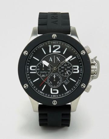 Armani Exchange Chronograph Watch With Silicone Strap Ax1522 - Black