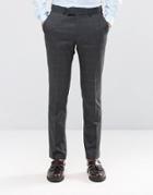 Ben Sherman Camden Super Skinny Suit Pants In Charcoal Overcheck - Gray