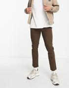 Asos Design Slim Fit Chino Pants With Elasticated Waist In Dark Brown