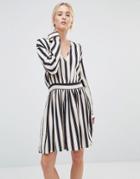 Gestuz Philla Striped Mini Dress With Deep V Neck - Stripe