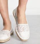 Asos Design Wide Fit Joy Toe-cap Espadrilles In White Lace