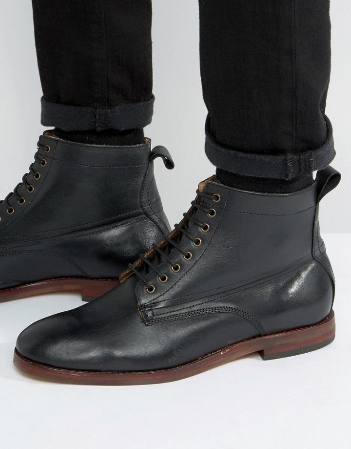 Hudson Forge Leather Lace Up Boots - Black