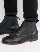 Hudson Forge Leather Lace Up Boots - Black