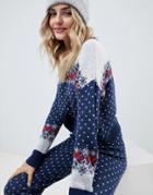 Asos Design Cropped Christmas Two-piece Sweater In Fairisle - Multi