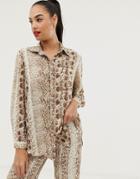 Club L Snake Print Detail Shirt-multi