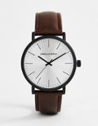 Asos Design Classic Watch With Matte Black Case In Brown