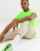 Asos Design T-shirt With Crew Neck And Roll Sleeve In Neon Green