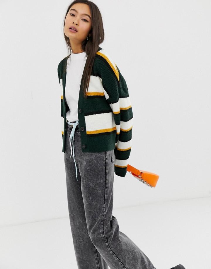 Collusion Stripe Boxy Cardigan - Multi