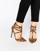 Asos Placement Caged Pointed Heels - Leopard