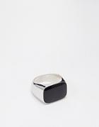 Asos Signet Ring With Enamel Insert In Silver - Gold