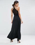 Asos Strappy Maxi Dress With Lace Back - Black