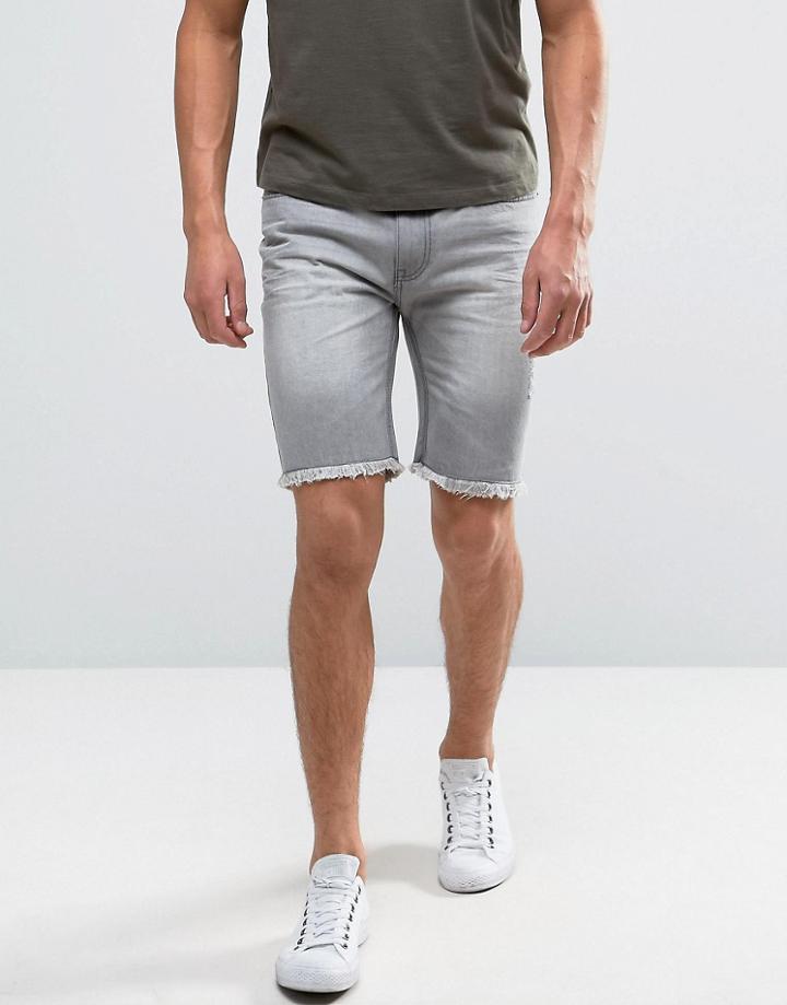 Bellfield Denim Shorts With Distressing - Gray