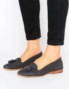H By Hudson Snake Print Leather Loafer - Black