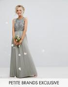 Maya Petite Embellished Top Maxi Dress With Pleated Skirt - Green