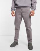 Asos Design Skater Pants In Washed Twill With Carpenter Pockets-gray