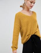 Jdy Knit V-neck Sweater - Yellow