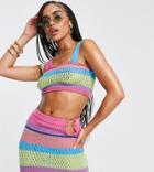 Asyou Distressed Knitted Top Set In Multi