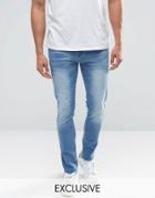 Always Rare Mid Wash Super Skinny Jeans With Raw Hem - Blue